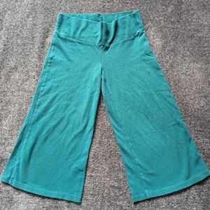 Women's Teal Wide-Leg Quarter Pants